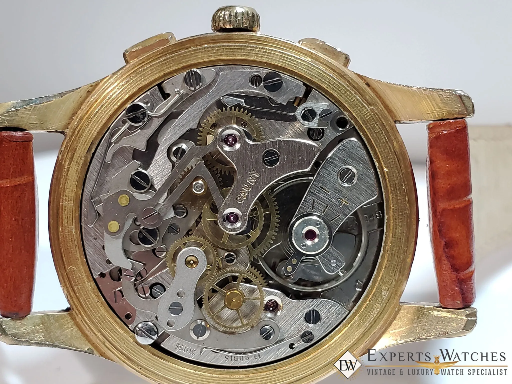 1960's Serviced Vintage Cauny Prima Chronograph Watch Gold Plated Landeron 248
