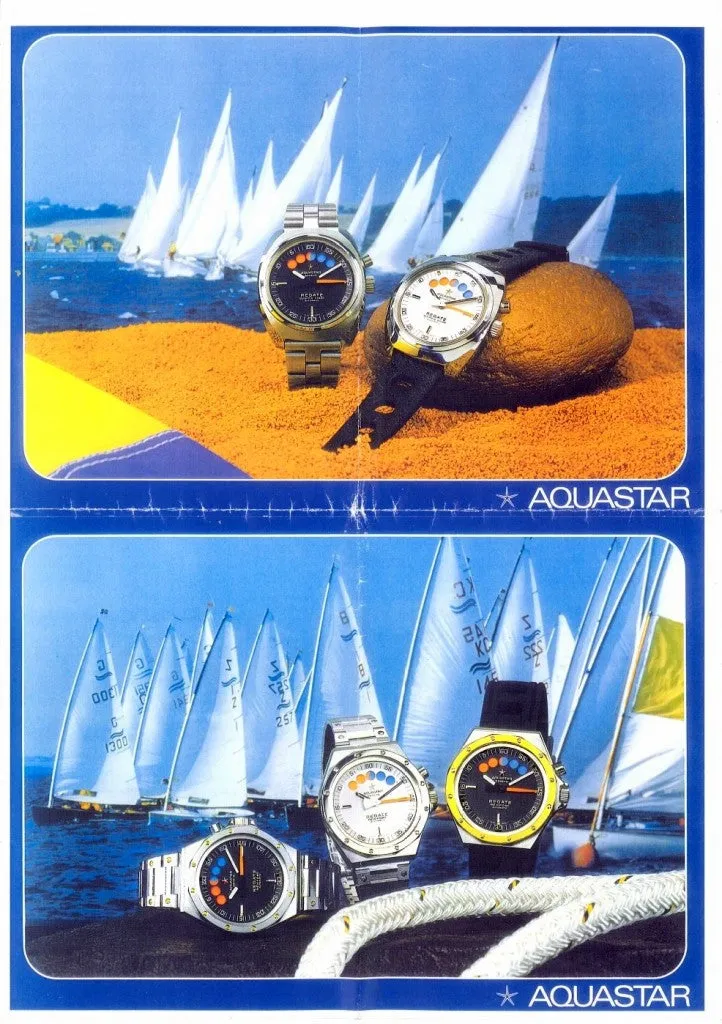 1970s Aquastar Regate Yachting Watch with 10 Minute Countdown Lemania Cal. 1345 in Stainless Steel with Papers