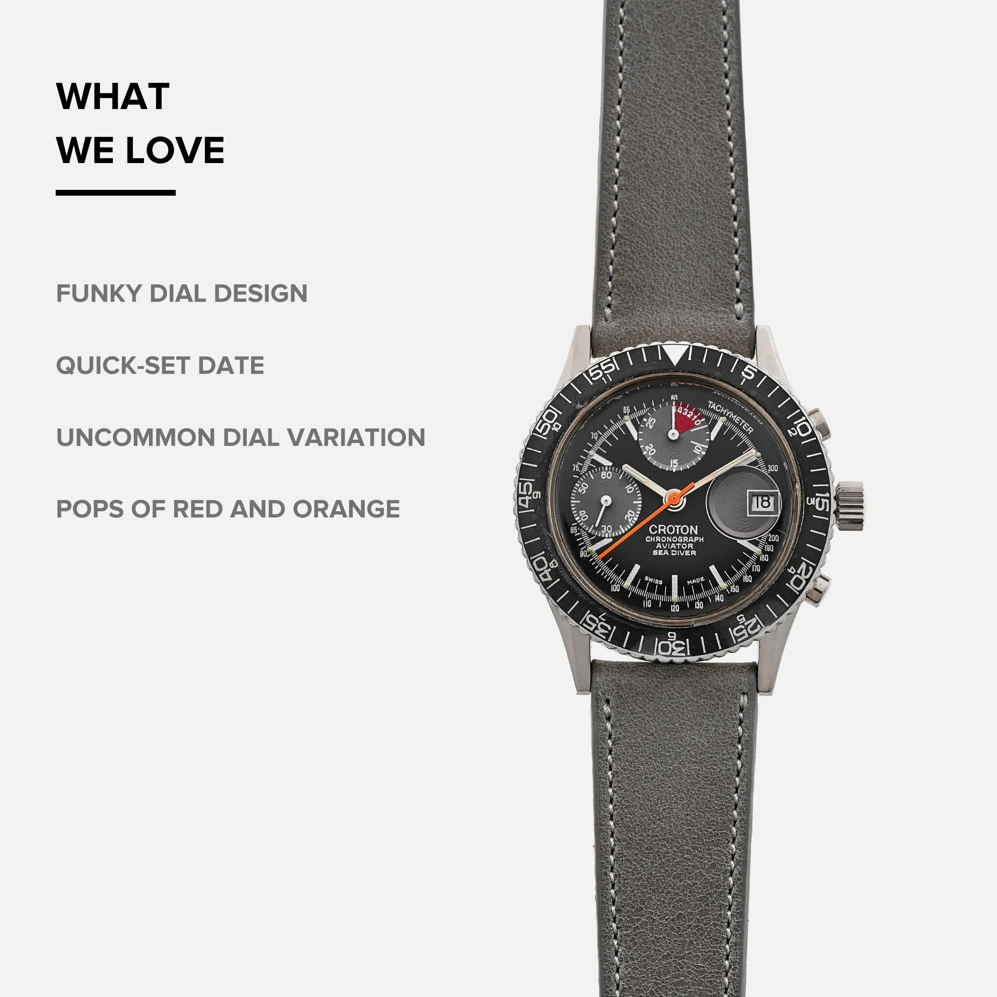 1970s Croton Aviator Sea Diver Chronograph Ref. 394-1