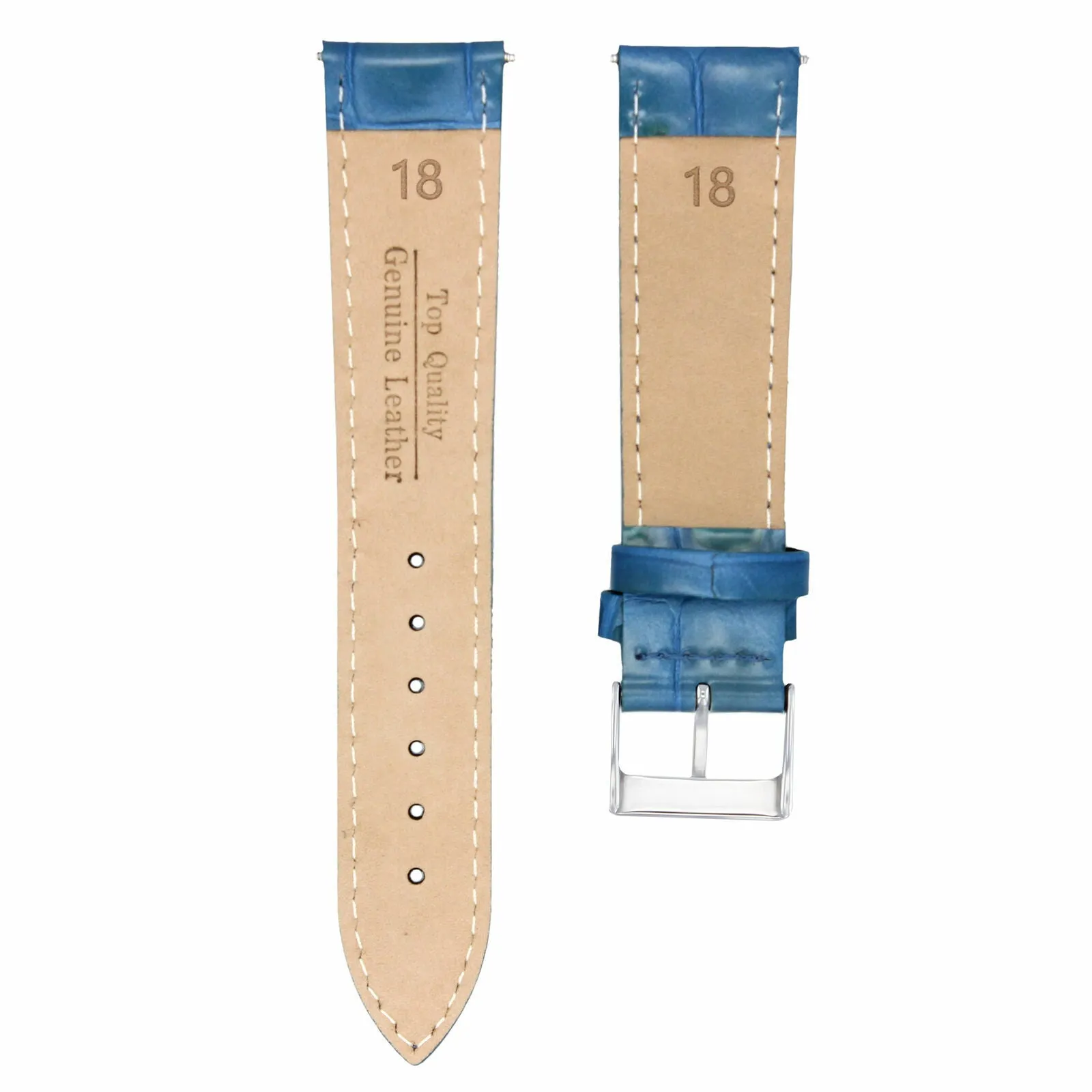 19MM ITALIAN GENUINE LEATHER WATCH BAND STRAP FOR ORIS WATCH LIGHT BLUE