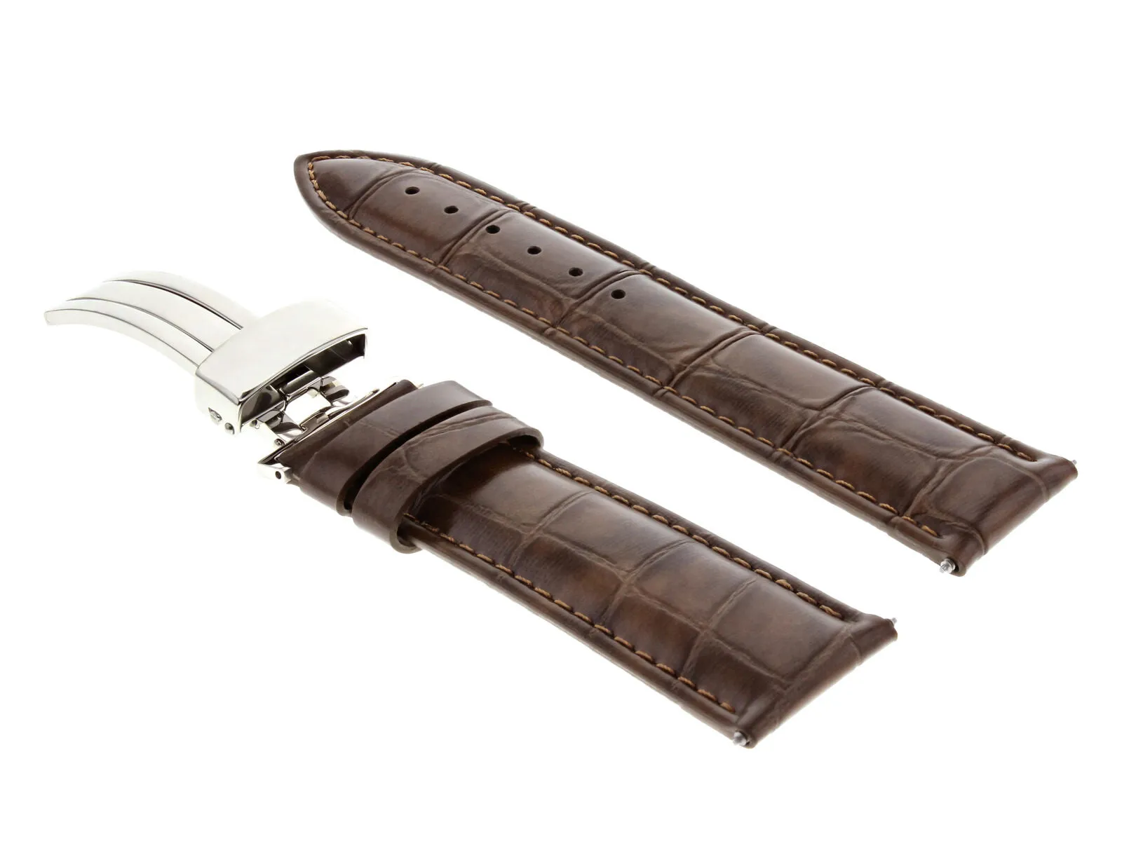 19MM LEATHER WATCH BAND STRAP DEPLOYMENT CLASP BUCKLE FOR INVICTA WATCH L/BROWN