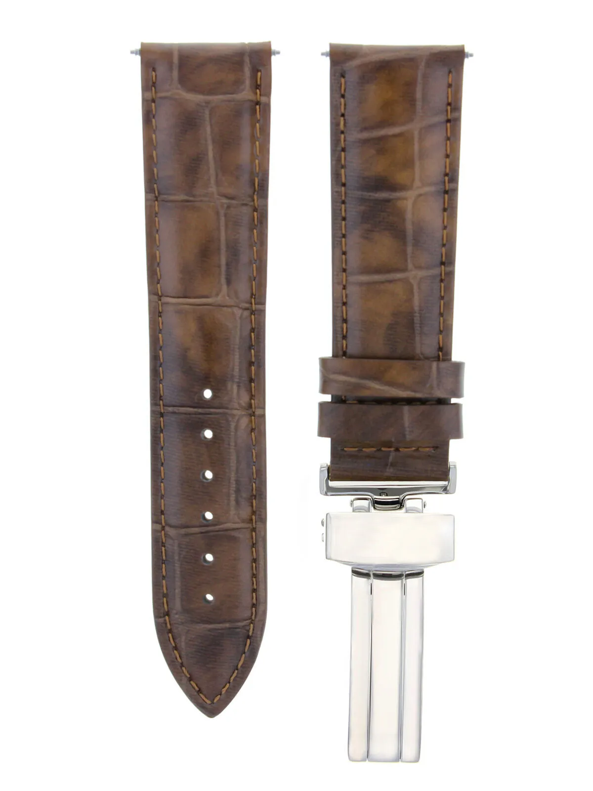 19MM LEATHER WATCH BAND STRAP DEPLOYMENT CLASP BUCKLE FOR INVICTA WATCH L/BROWN