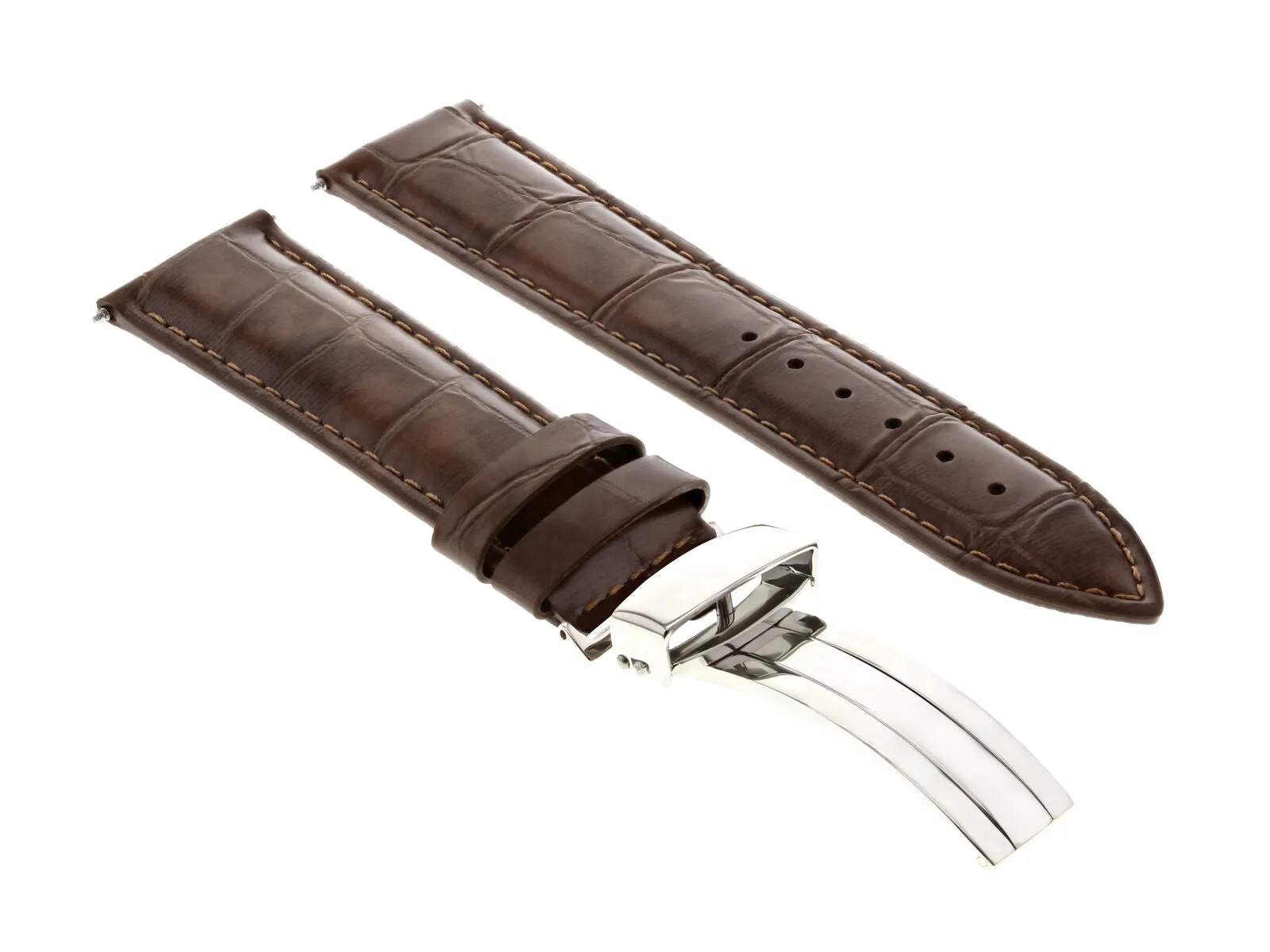 19MM LEATHER WATCH BAND STRAP DEPLOYMENT CLASP BUCKLE FOR INVICTA WATCH L/BROWN