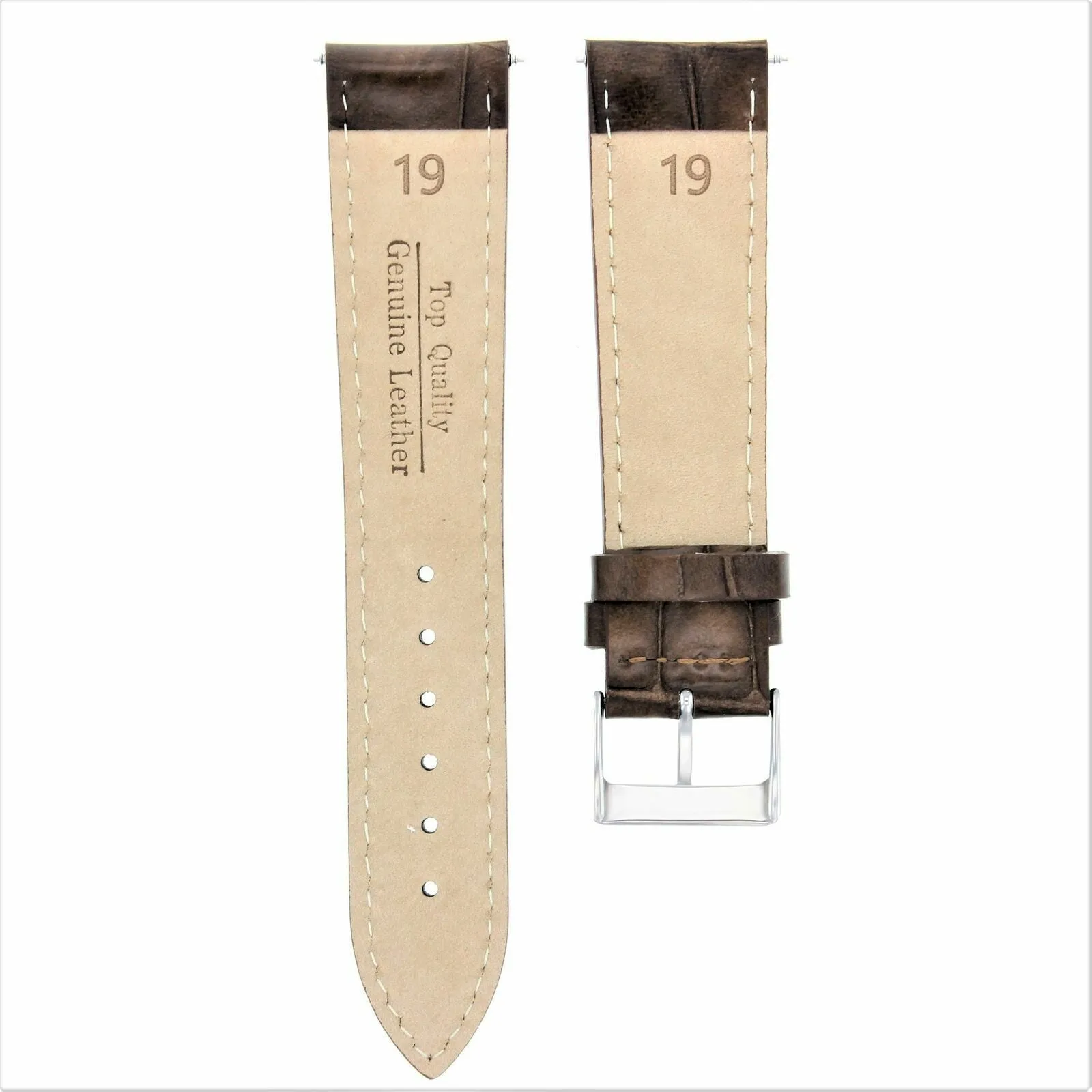 19MM LEATHER WATCH STRAP BAND FOR 34MM MENS ROLEX DATE 5700 5701 1400 DARK BROWN