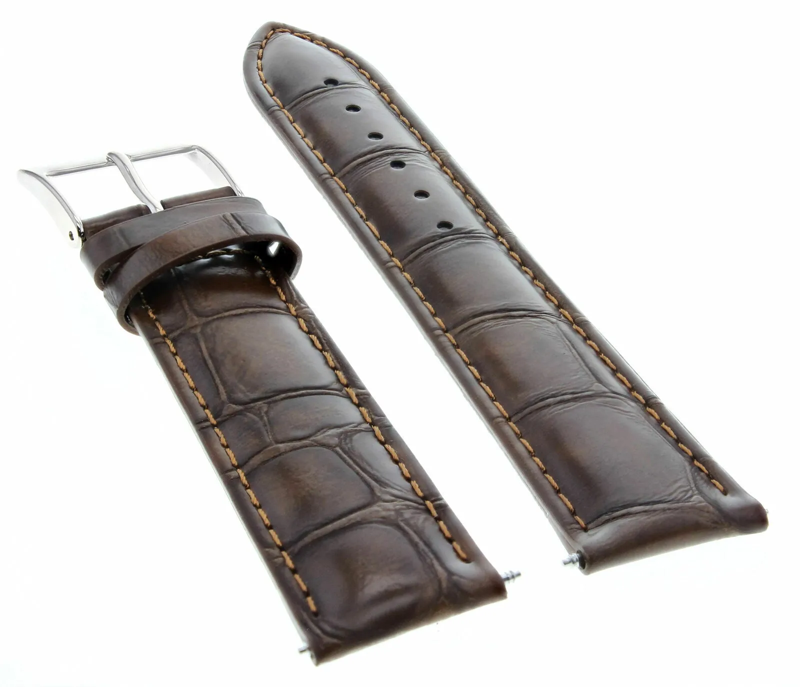 19MM LEATHER WATCH STRAP BAND FOR 34MM MENS ROLEX DATE 5700 5701 1400 DARK BROWN