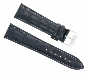 19MM NEW LEATHER WATCH STRAP BAND FOR ALPHINE WATCH DARK BLUE NAVY WHITE STITCH