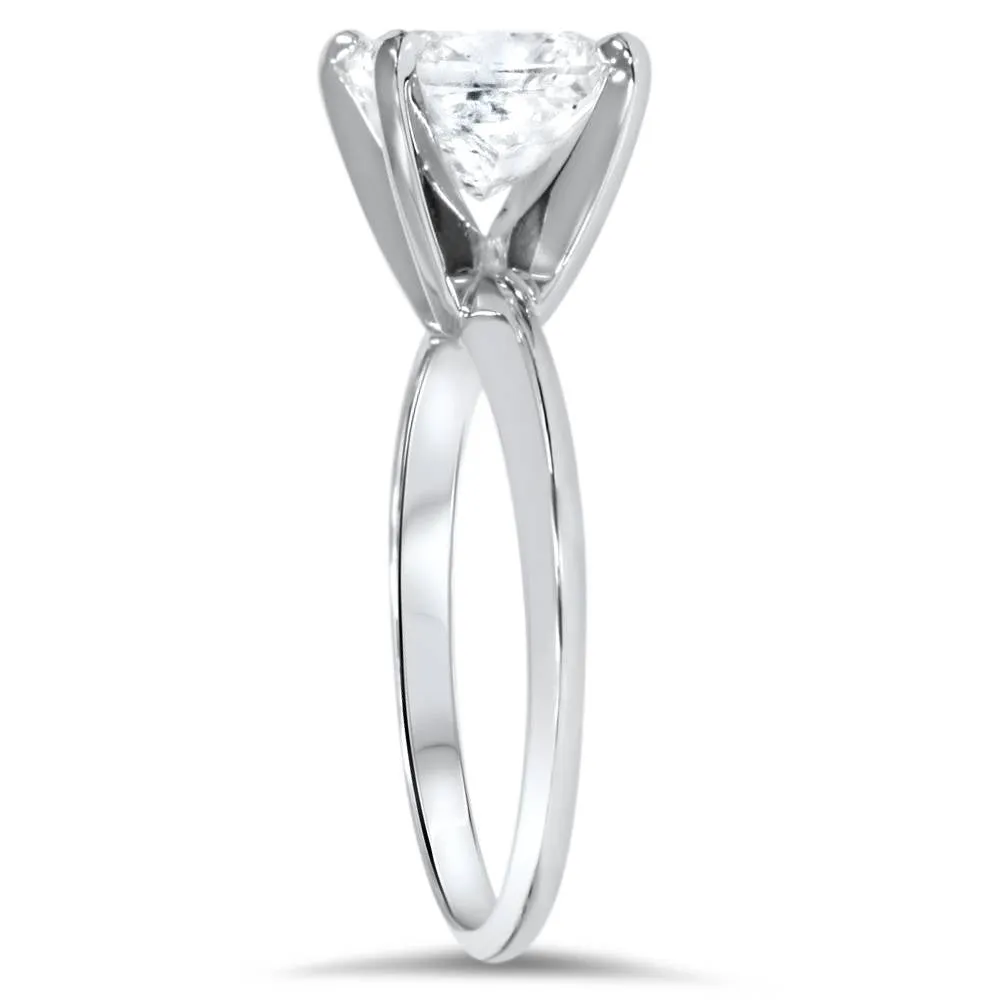 1ct Solitaire Princess Cut Diamond Engagement Ring 14K White Gold