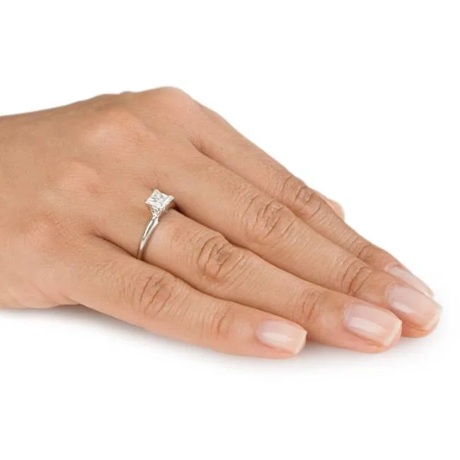 1ct Solitaire Princess Cut Diamond Engagement Ring 14K White Gold