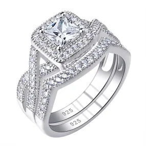 2 Pcs Princess Cut Diamond Engagement Ring