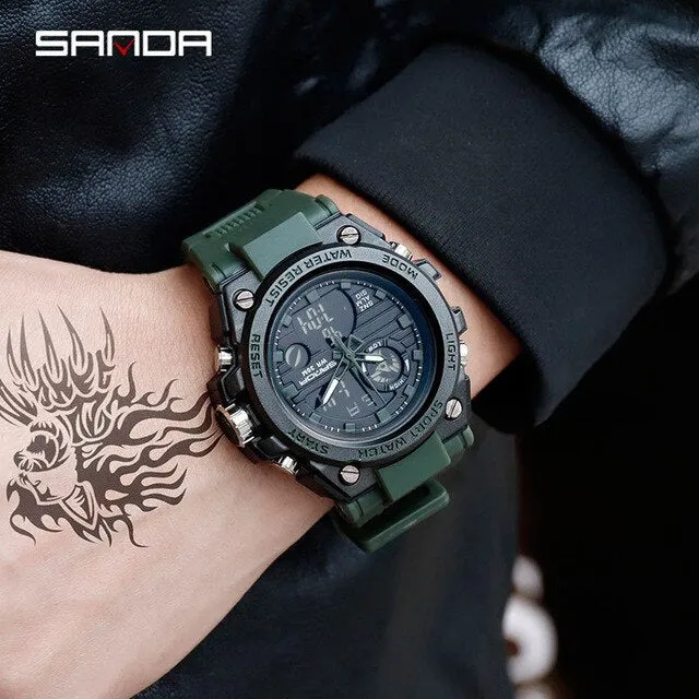2019 New SANDA 739 Multifunction Sports Men's Watches Top Brand Luxury Military Quartz Watch Men Waterproof relogio masculino