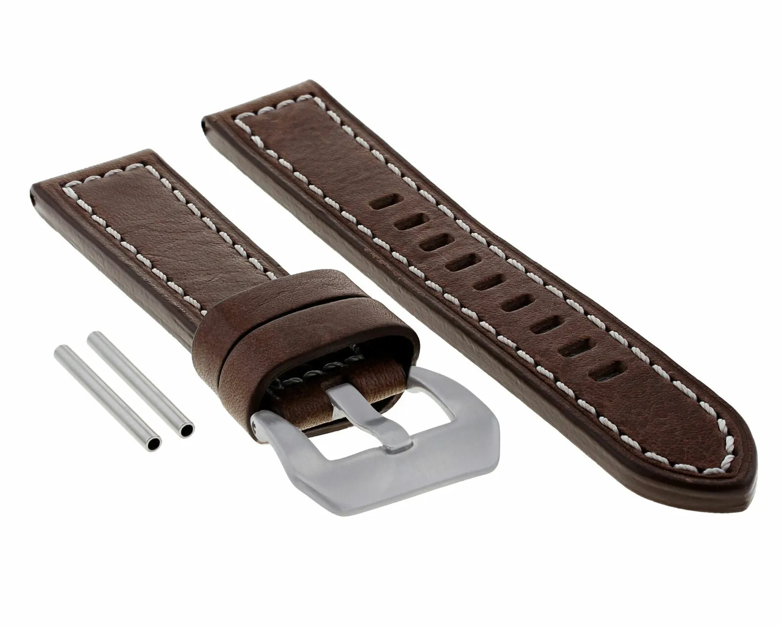 20MM COW LEATHER WATCH BAND STRAP FOR PANERAI PAM WATCH DARK BROWN WHITE STITCH