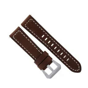 20MM COW LEATHER WATCH BAND STRAP FOR PANERAI PAM WATCH DARK BROWN WHITE STITCH