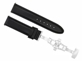 20MM LEATHER BAND SMOOTH STRAP DEPLOYMENT CLASP FOR CERTINA DS PODIUM BLACK