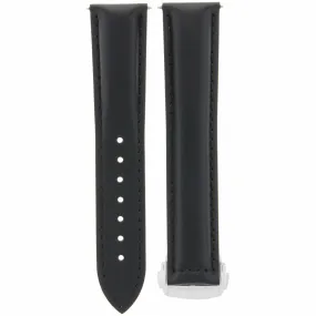 20MM LEATHER BAND STRAP FOR OMEGA SEAMASTER PLANET OCEAN WATCH BLACK PUSH BUTTON