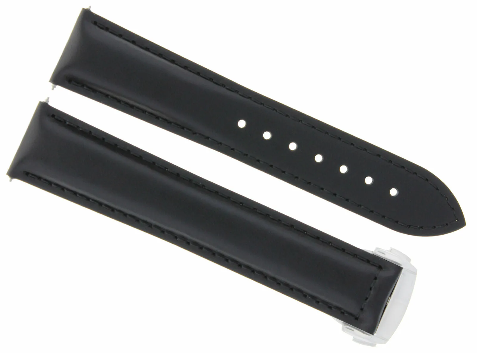 20MM LEATHER BAND STRAP FOR OMEGA SEAMASTER PLANET OCEAN WATCH BLACK PUSH BUTTON