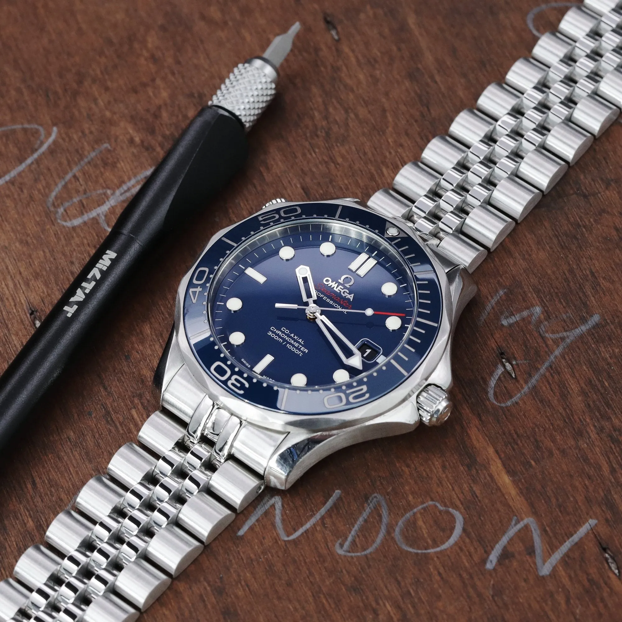20mm Super-J Louis compatible with Omega Seamaster 41mm V-Clasp Brushed