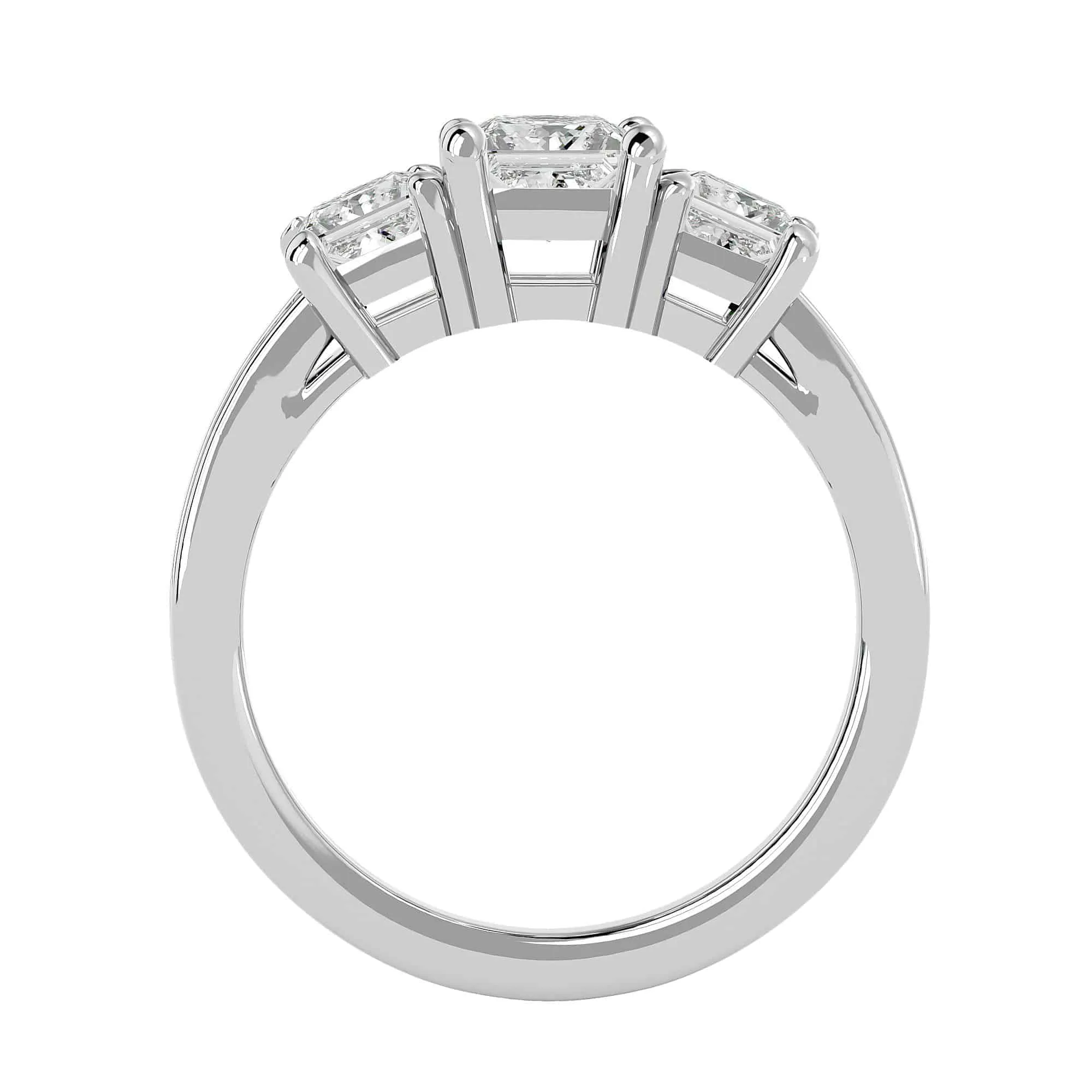2.20ct Princess Cut Three Stone Thick Diamond Band Engagement Ring