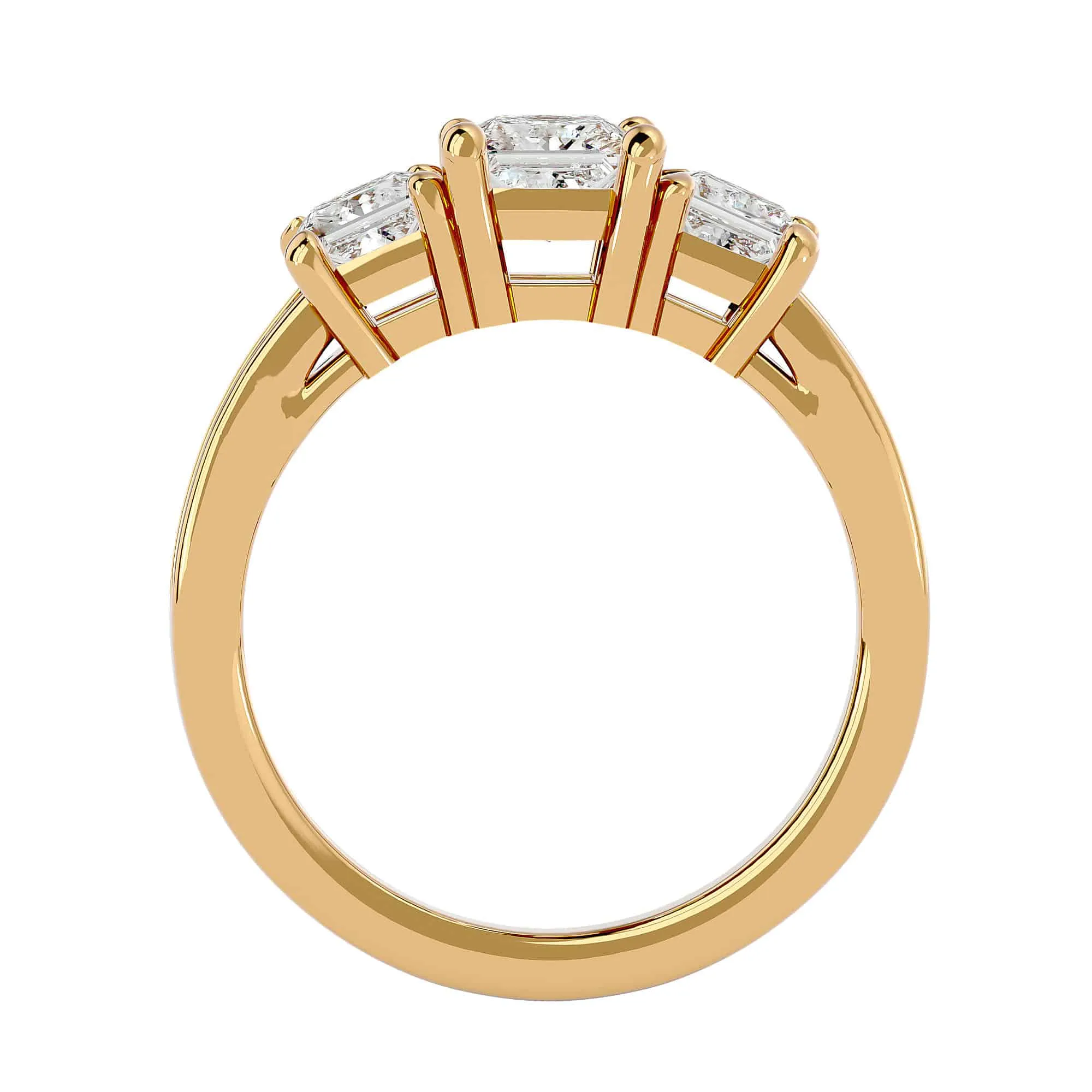 2.20ct Princess Cut Three Stone Thick Diamond Band Engagement Ring