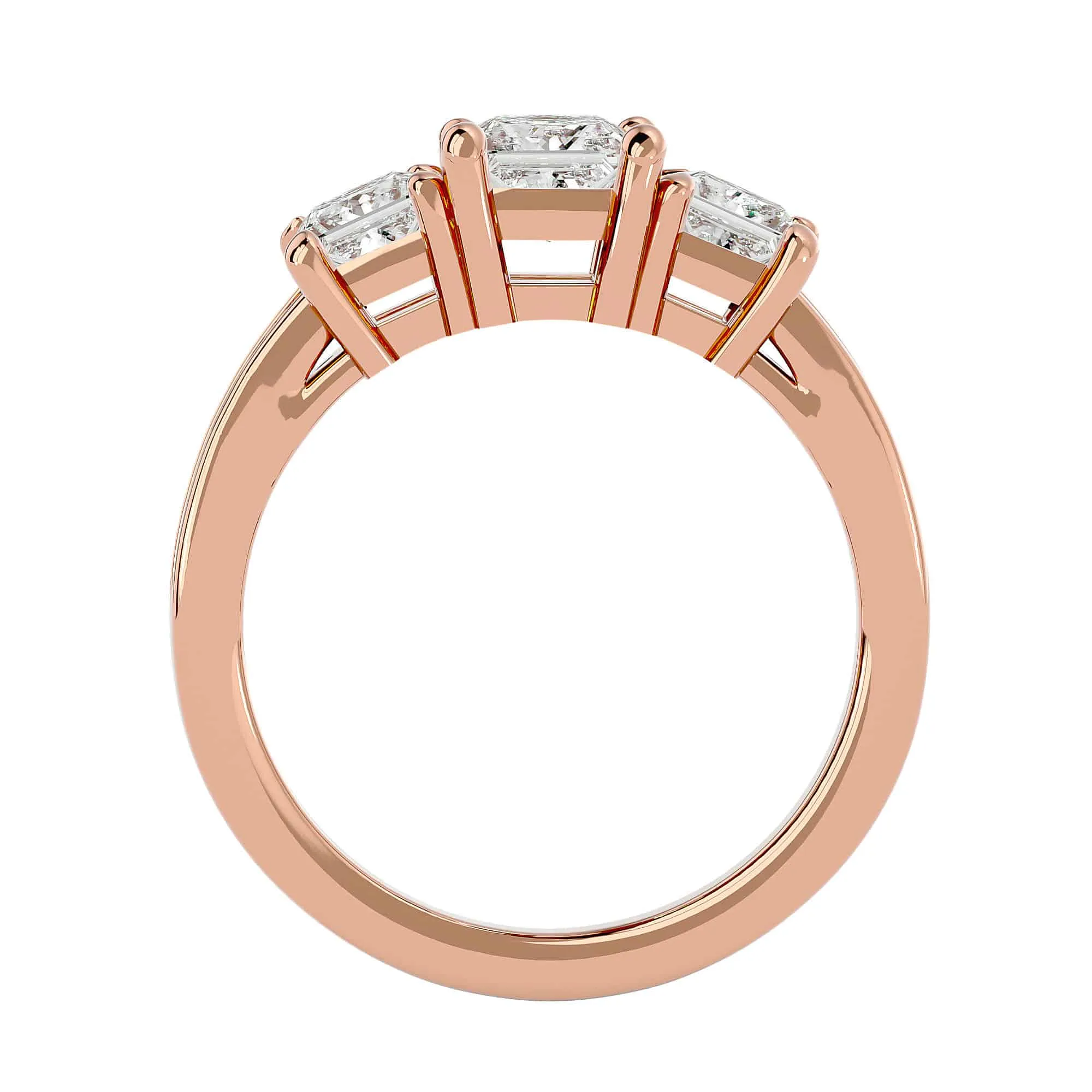 2.20ct Princess Cut Three Stone Thick Diamond Band Engagement Ring