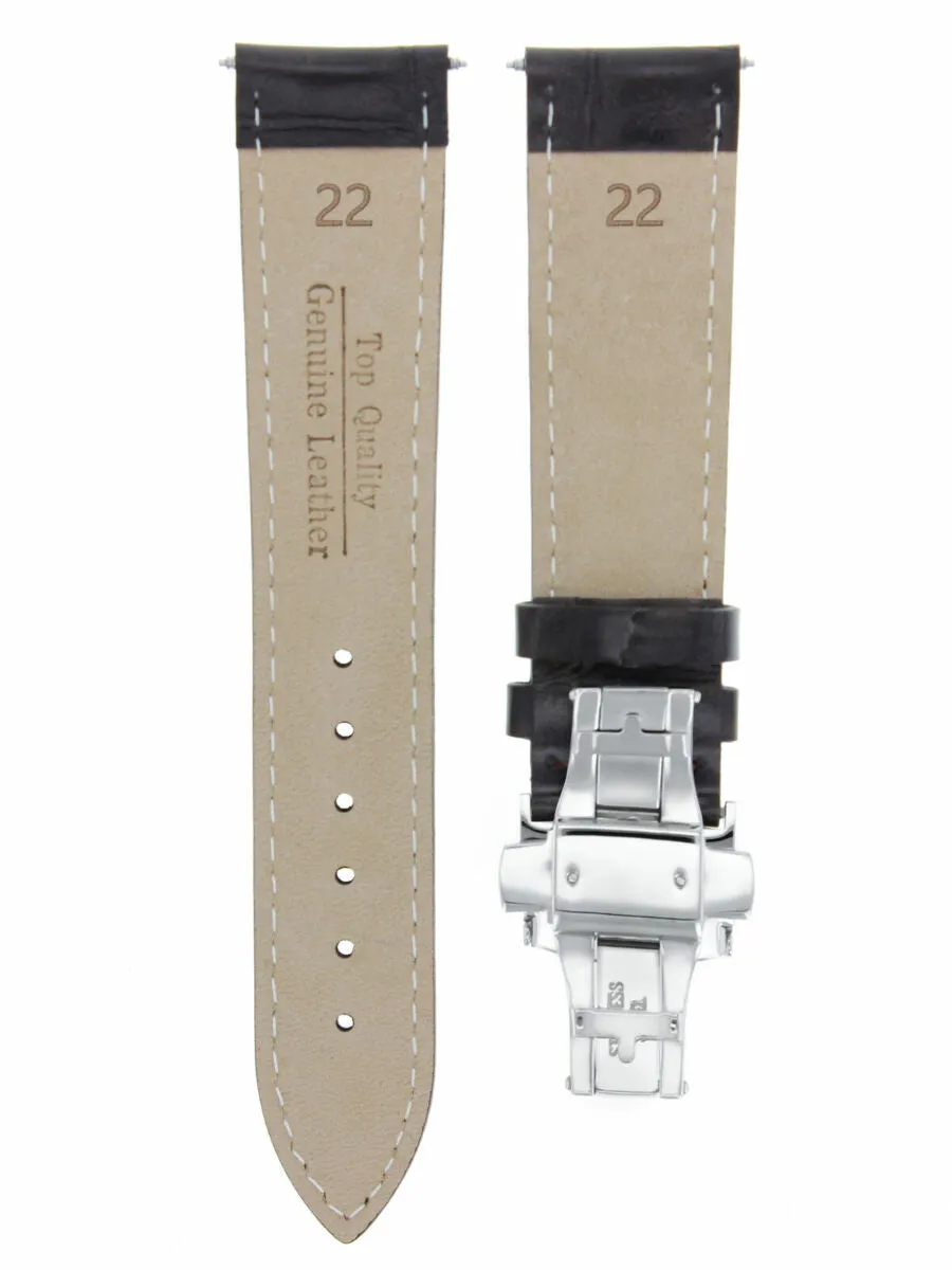 22MM LEATHER BAND STRAP FOR MOVADO BOLD 3600296 DEPLOYMENT CLASP DARK BROWN WS