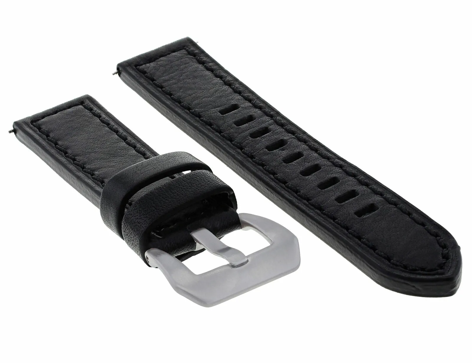 22MM LEATHER WATCH BAND STRAP FOR BREITLING WATCH NAVITIMER COLT BLACK LONG