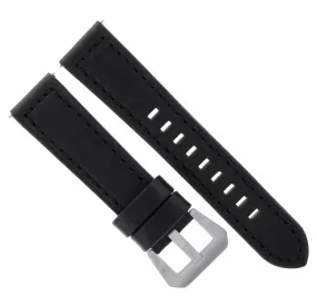 22MM LEATHER WATCH BAND STRAP FOR BREITLING WATCH NAVITIMER COLT BLACK LONG