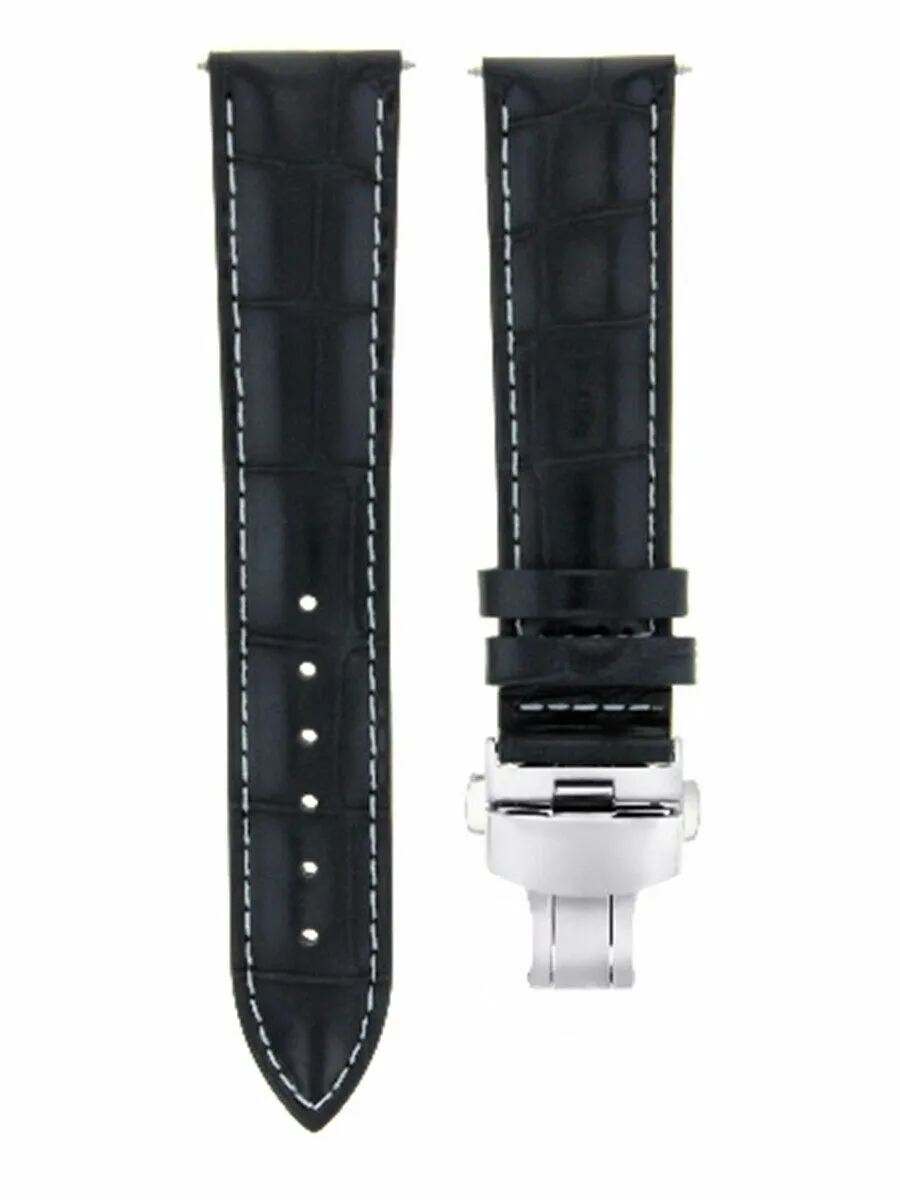 22MM LEATHER WATCH BAND STRAP FOR INVICTA SIGNATURE II 7282 7345 WATCH BLACK WS