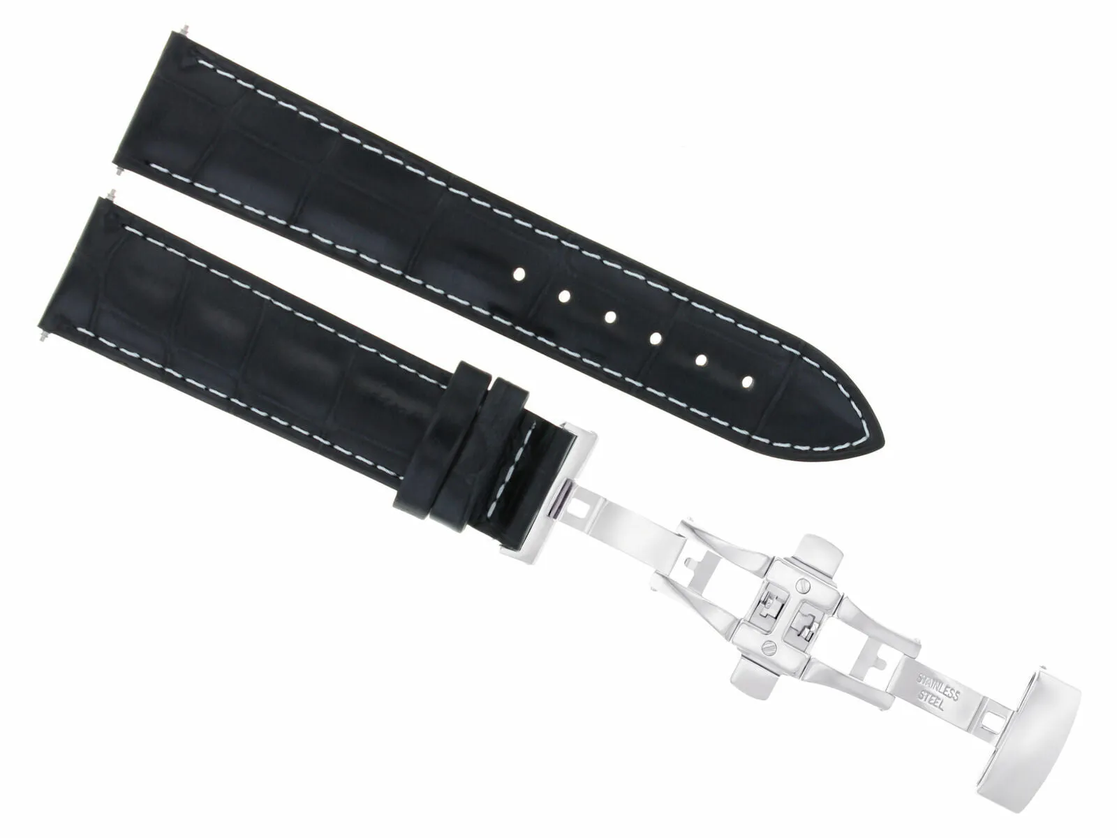 22MM LEATHER WATCH BAND STRAP FOR INVICTA SIGNATURE II 7282 7345 WATCH BLACK WS