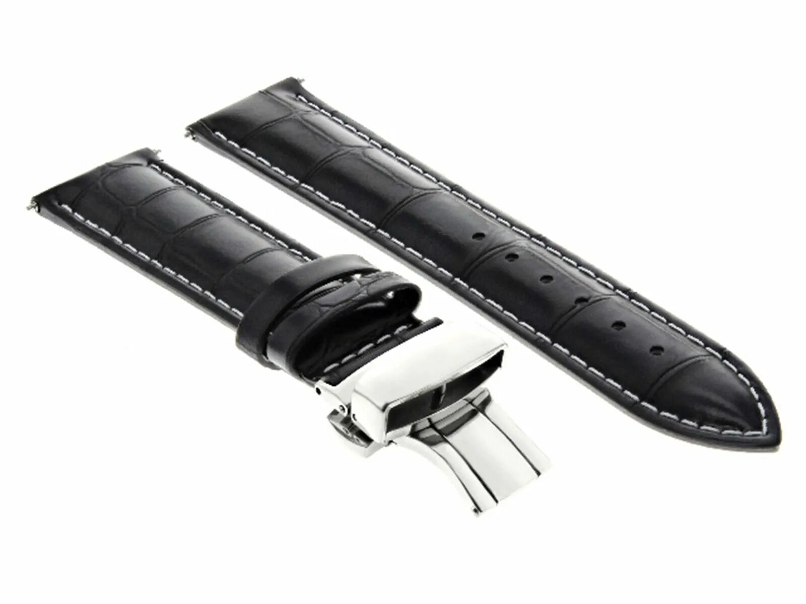 22MM LEATHER WATCH BAND STRAP FOR INVICTA SIGNATURE II 7282 7345 WATCH BLACK WS