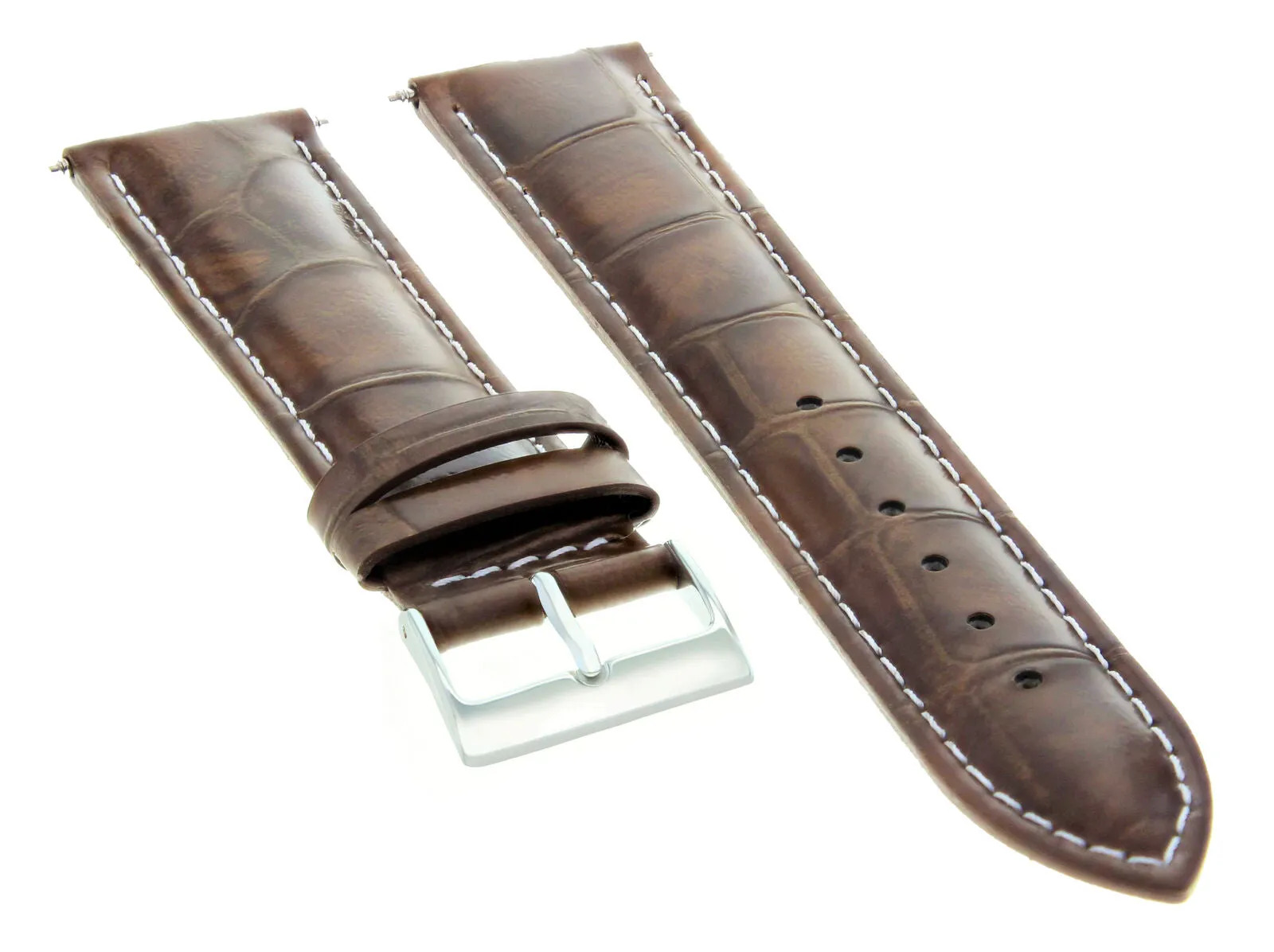 22MM LEATHER WATCH BAND STRAP FOR TAG HEUER CARRERA MONACO LIGHT BROWN WHITE ST