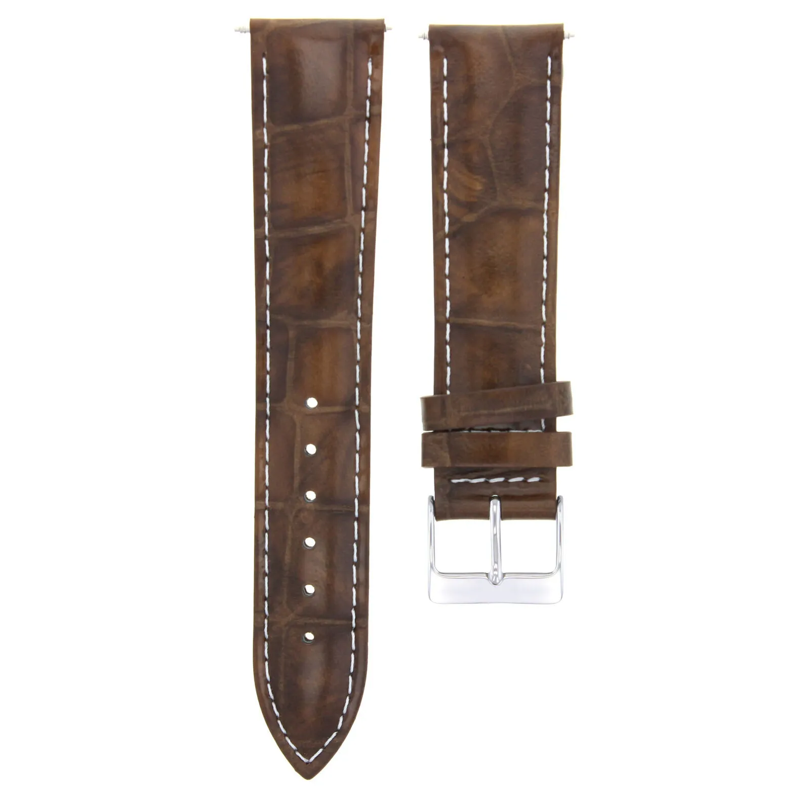 22MM LEATHER WATCH BAND STRAP FOR TAG HEUER CARRERA MONACO LIGHT BROWN WHITE ST