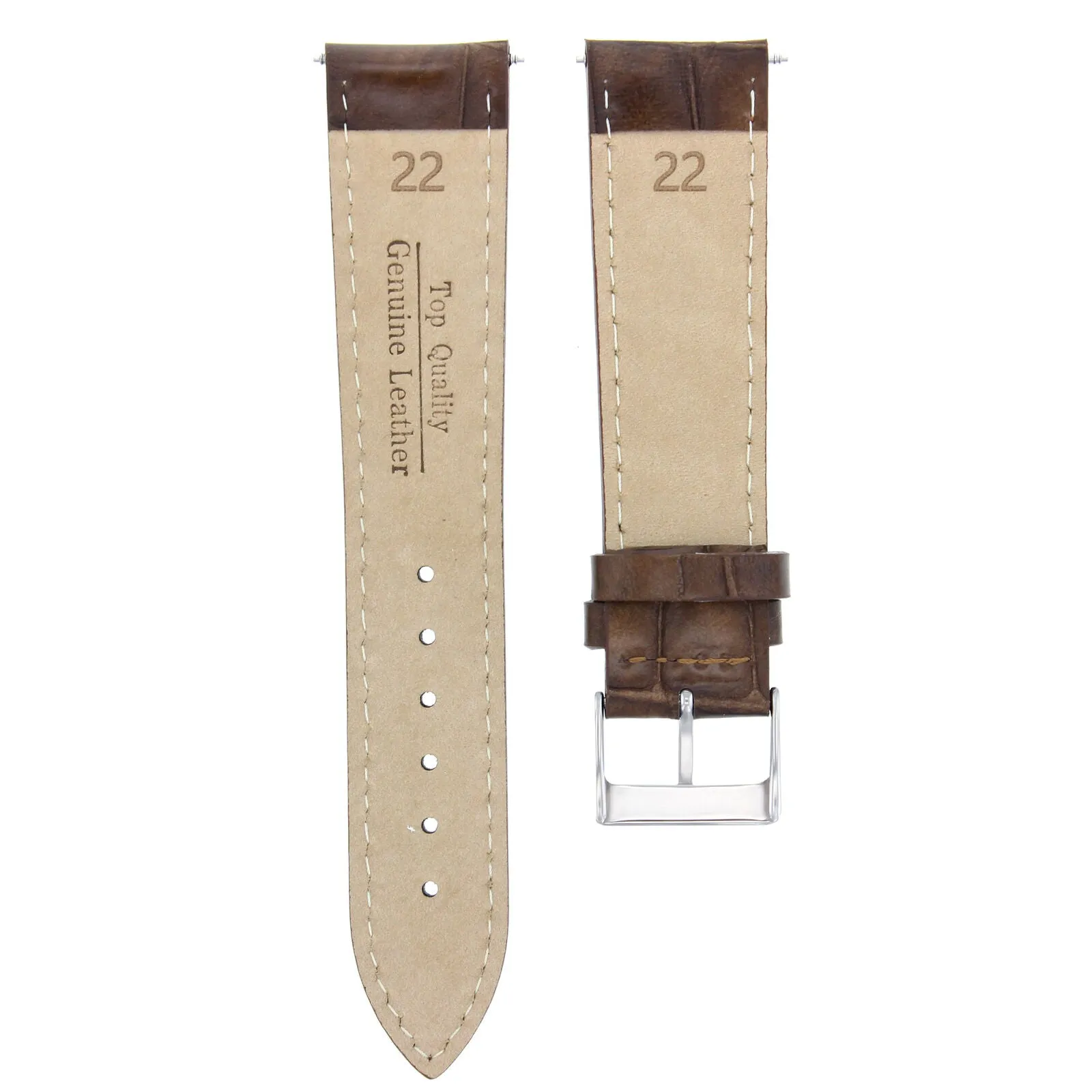 22MM LEATHER WATCH BAND STRAP FOR TAG HEUER CARRERA MONACO LIGHT BROWN WHITE ST