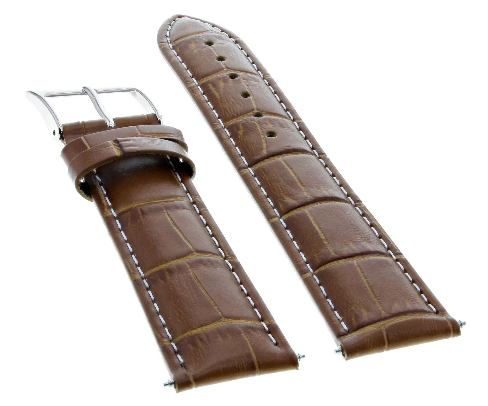 22MM LEATHER WATCH BAND STRAP FOR TAG HEUER CARRERA MONACO LIGHT BROWN WHITE ST