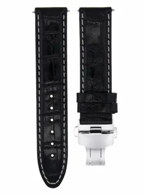 22MM LEATHER WATCH STRAP BAND FOR PAM 0392 PANERAI LUMINOR MARINA 1950 BLACK WS