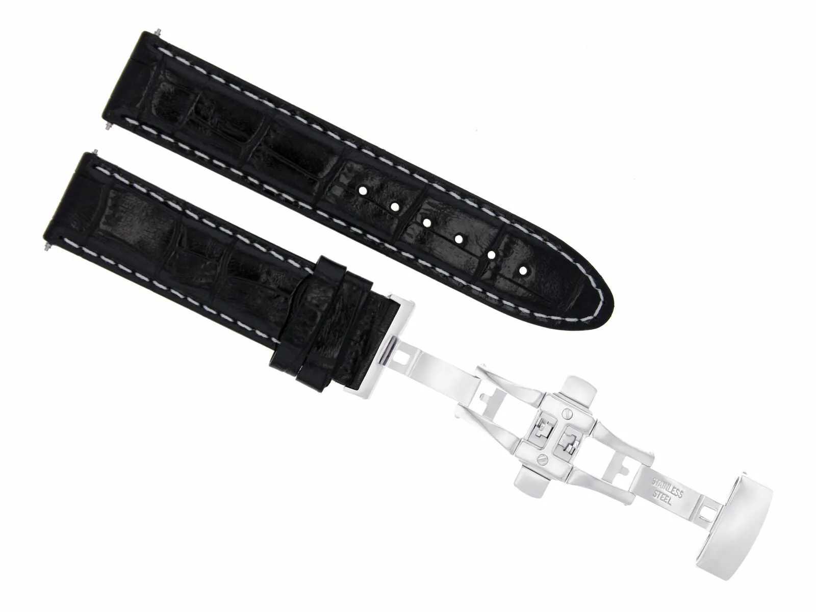 22MM LEATHER WATCH STRAP BAND FOR PAM 0392 PANERAI LUMINOR MARINA 1950 BLACK WS