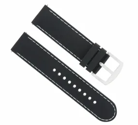 22MM SOFT RUBBER DIVER BAND STRAP FOR CROTON WATCH BLACK WHITE STITCH