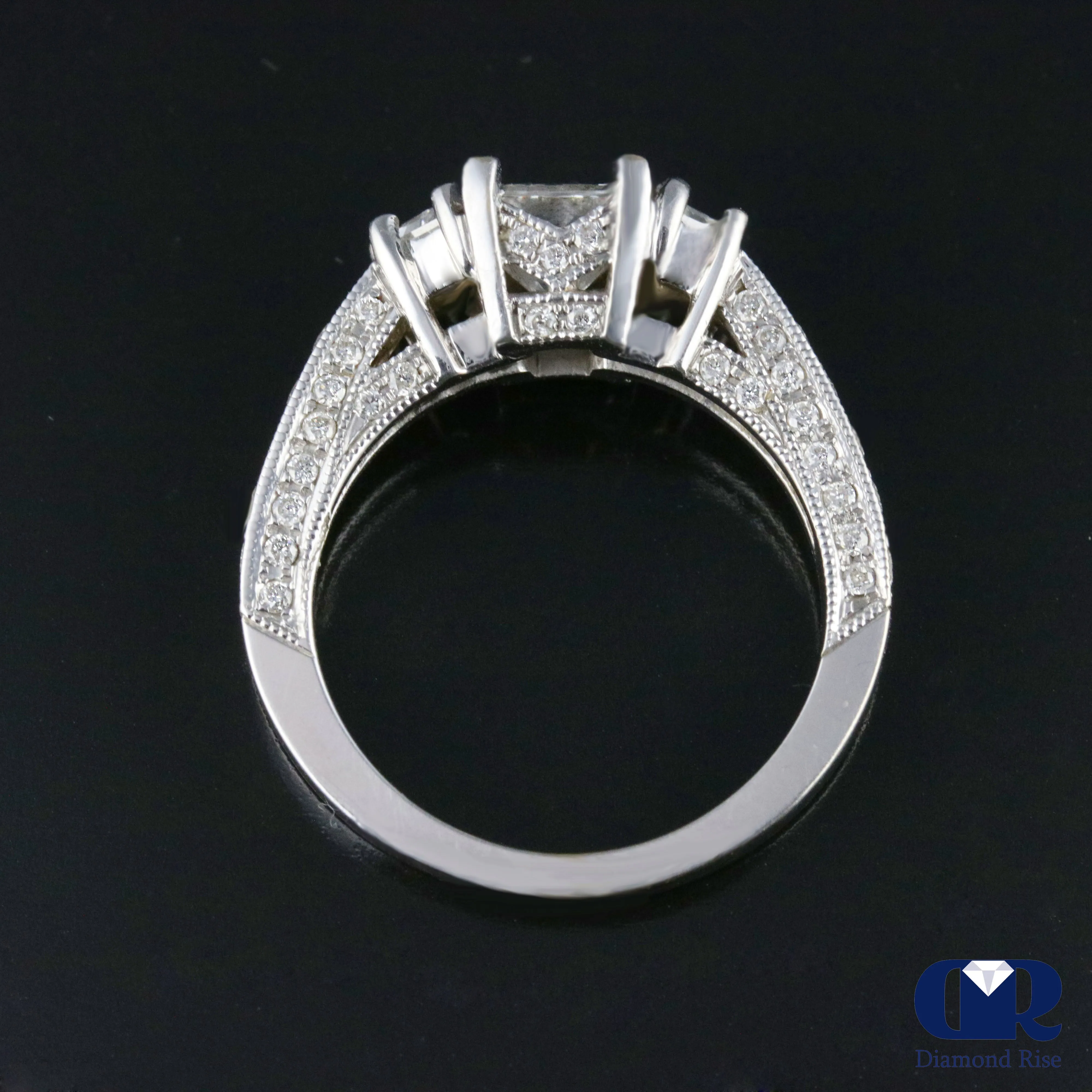 2.47 Carat Princess Cut Diamond Engagement Ring In 14K White Gold