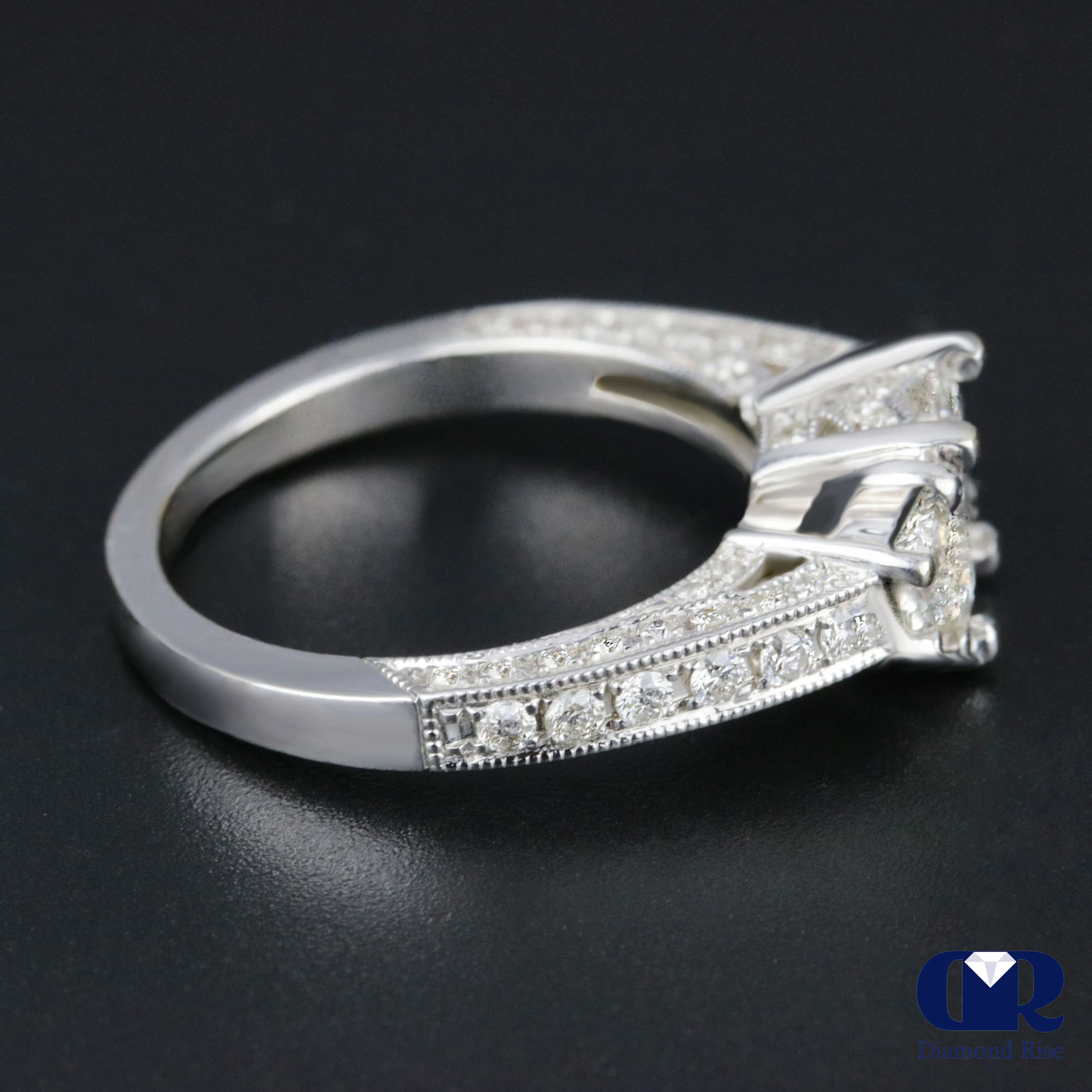 2.47 Carat Princess Cut Diamond Engagement Ring In 14K White Gold