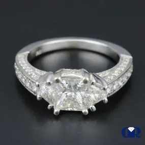 2.47 Carat Princess Cut Diamond Engagement Ring In 14K White Gold
