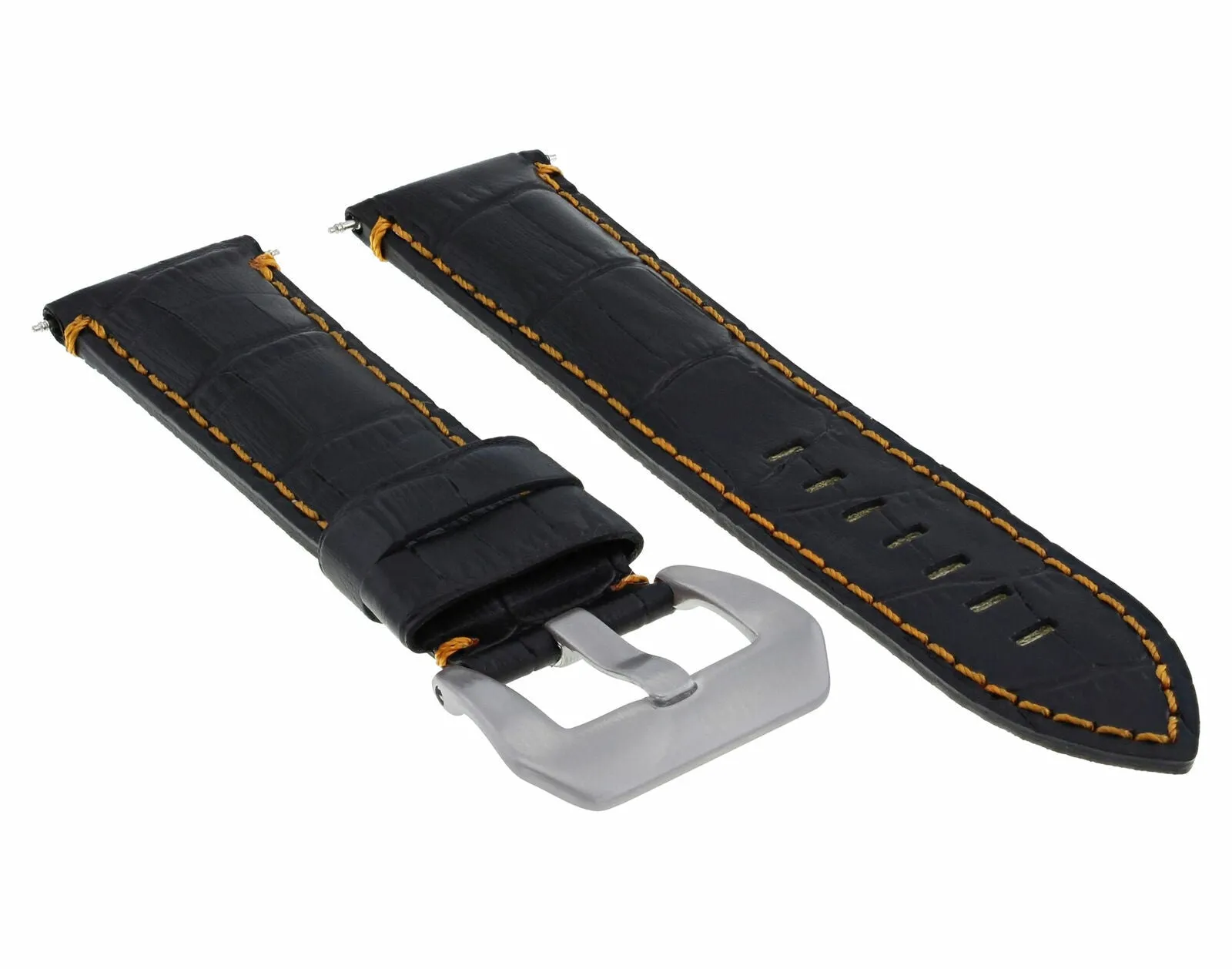 24MM GENUINE LEATHER WATCH BAND STRAP FOR MONTBLANC BLACK ORANGE STITCH