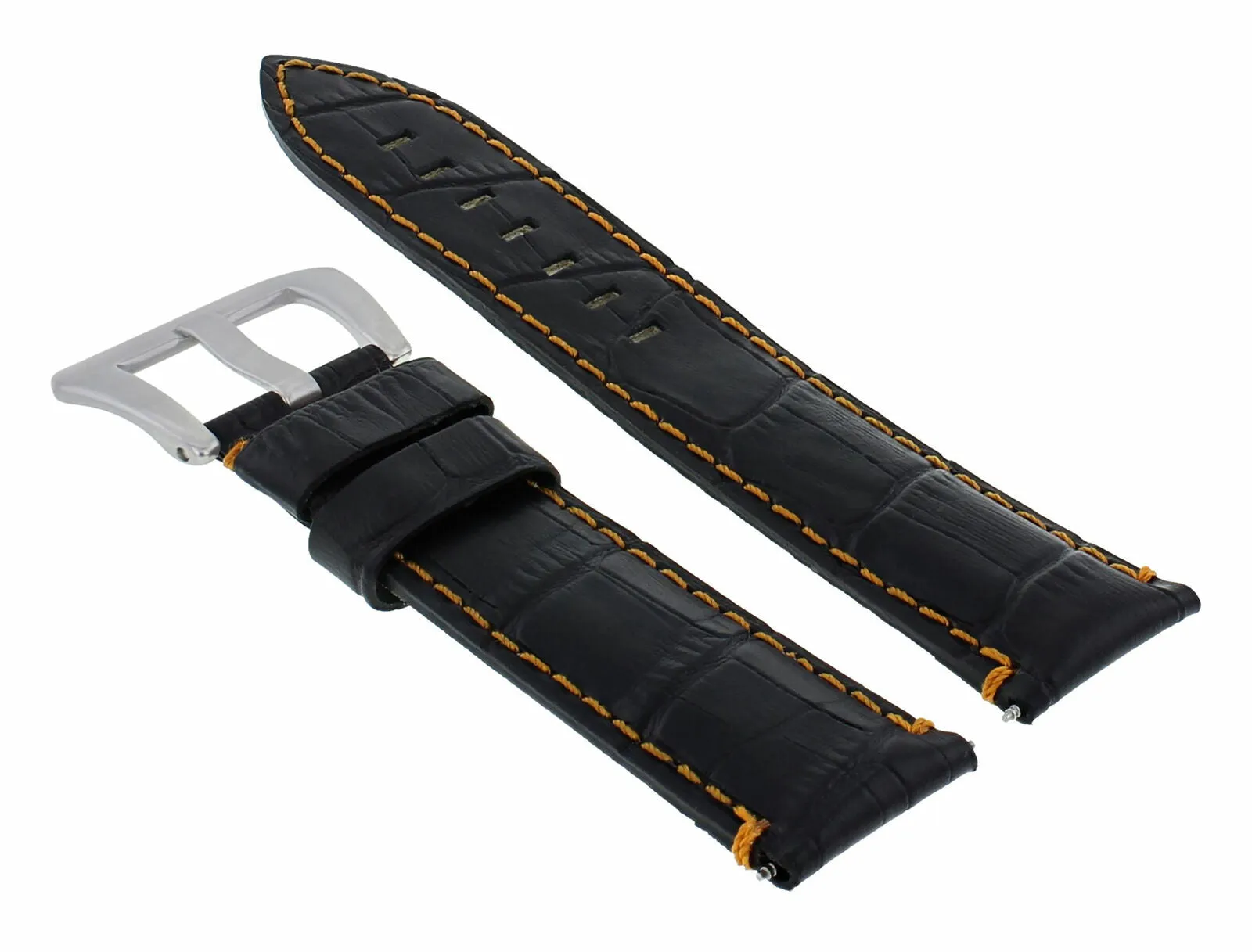 24MM GENUINE LEATHER WATCH BAND STRAP FOR MONTBLANC BLACK ORANGE STITCH