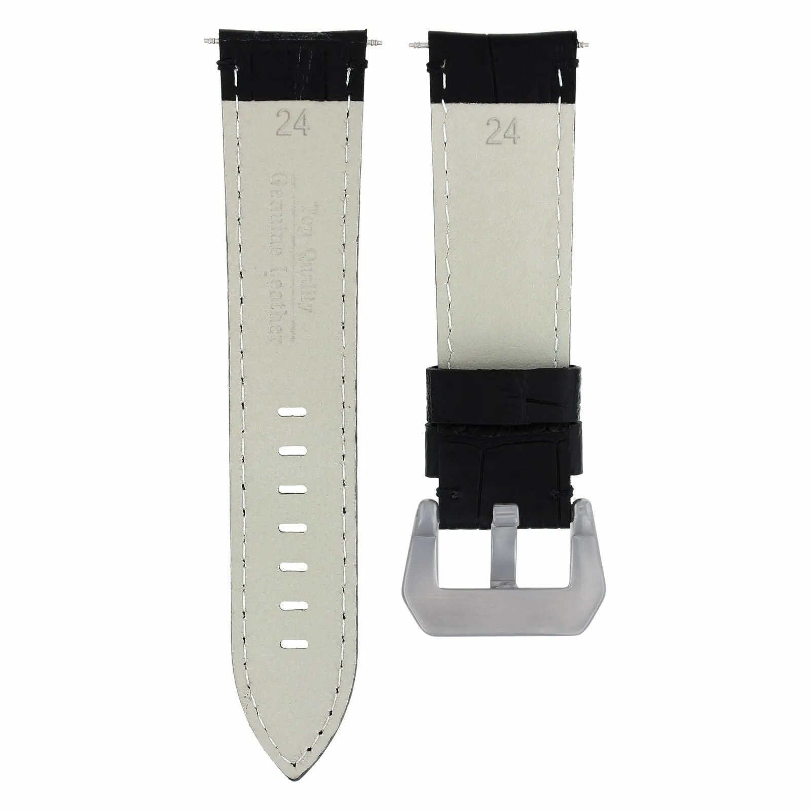 24MM GENUINE LEATHER WATCH BAND STRAP FOR MONTBLANC BLACK ORANGE STITCH