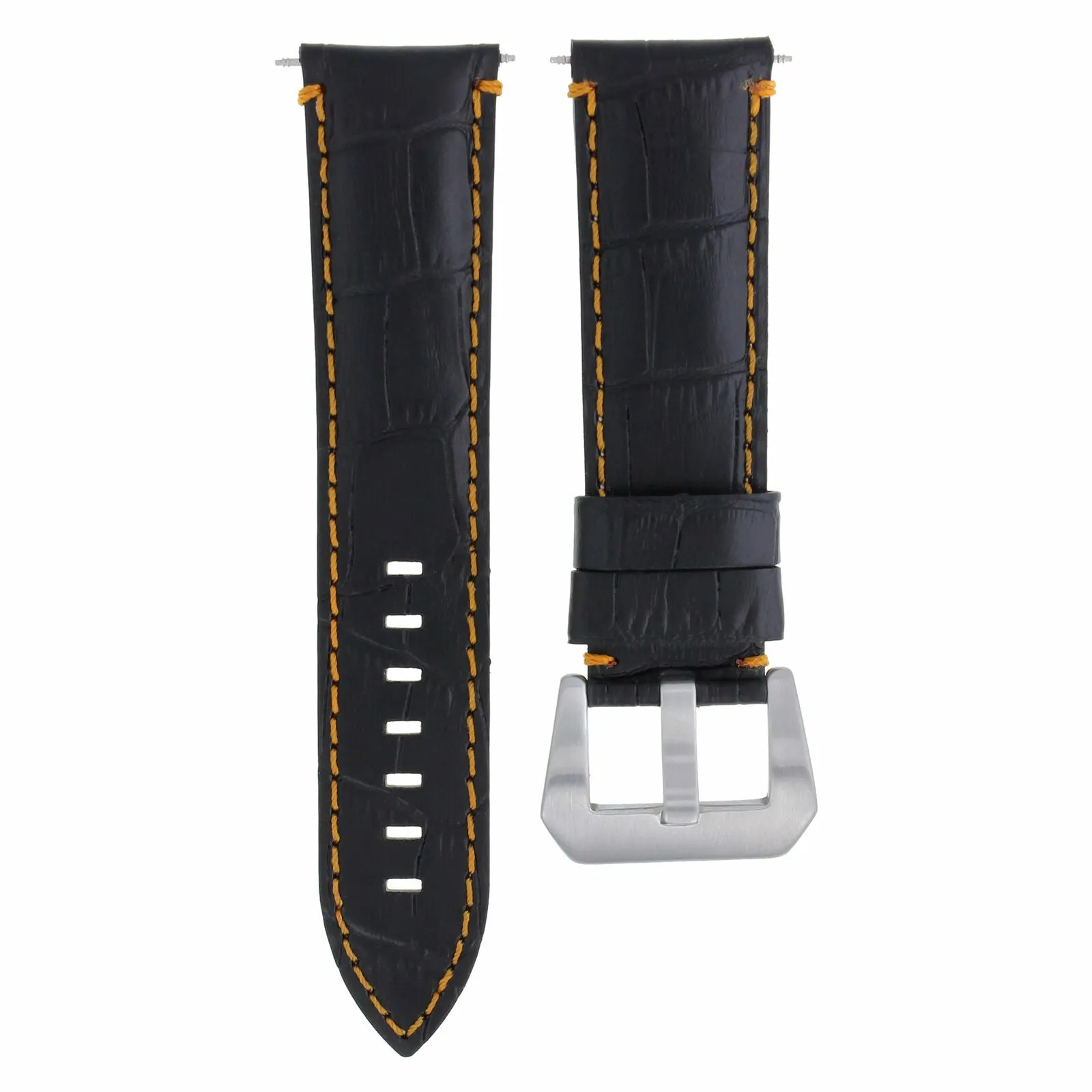 24MM GENUINE LEATHER WATCH BAND STRAP FOR MONTBLANC BLACK ORANGE STITCH