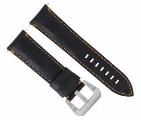 24MM GENUINE LEATHER WATCH BAND STRAP FOR MONTBLANC BLACK ORANGE STITCH