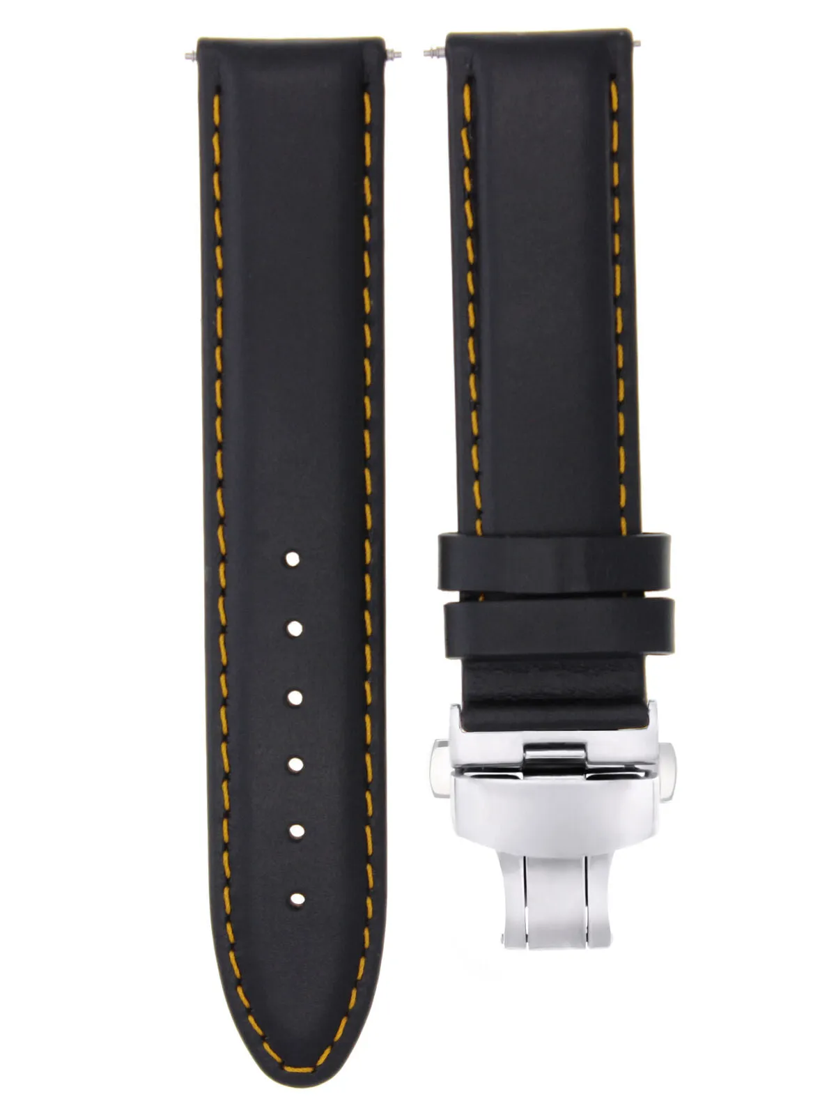 24MM LEATHER BAND SMOOTH STRAP CLASP FOR CITIZEN E650-S0751 BLACK ORANGE STITCH