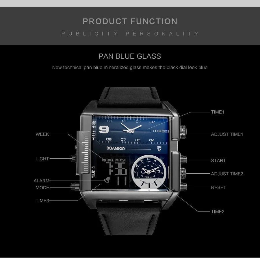 3-Timezone Luxury Sports Watch