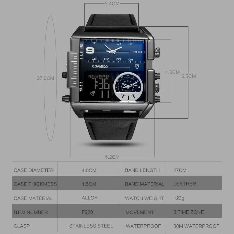 3-Timezone Luxury Sports Watch