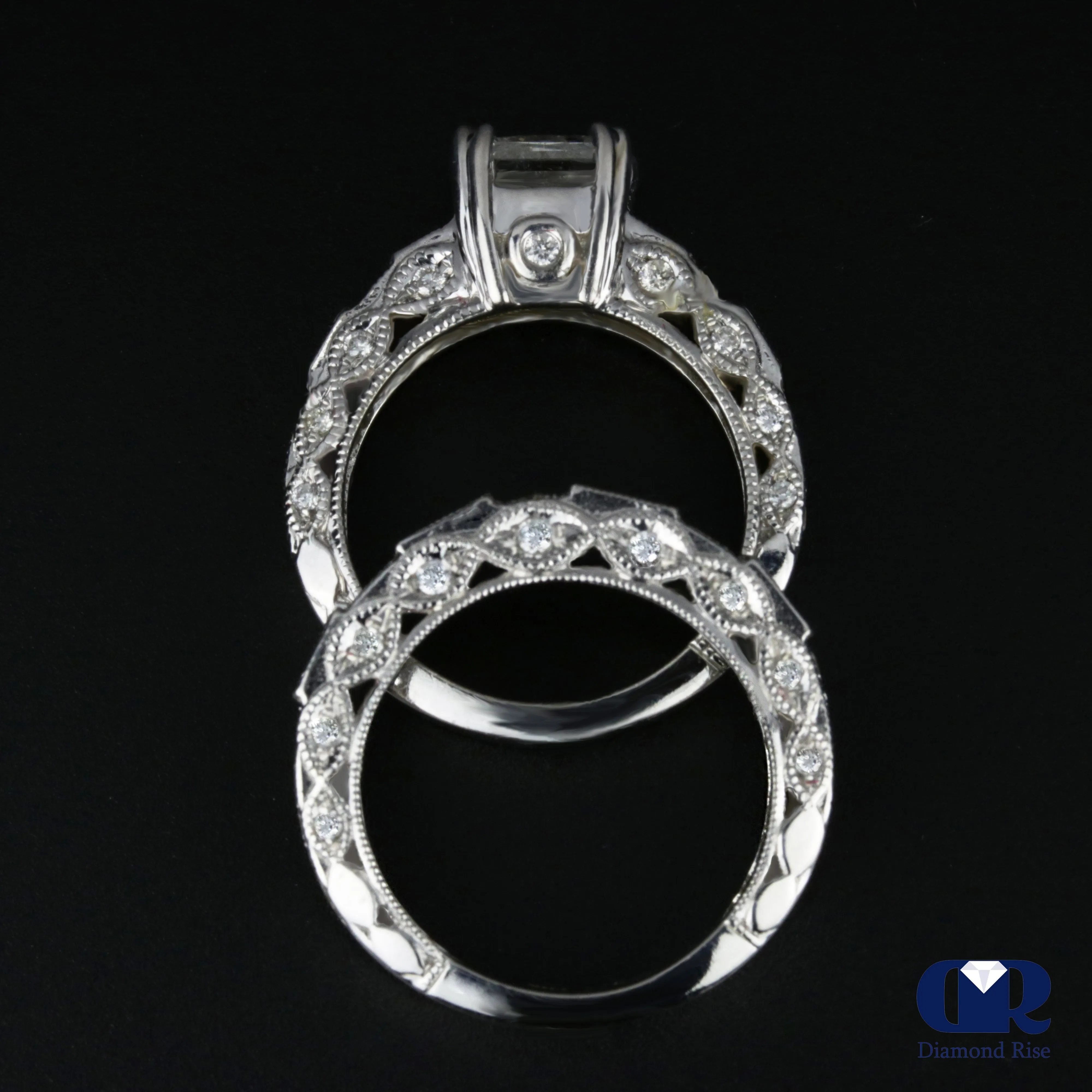 3.25 Carat Princess Cut Diamond Engagement Ring Set In 14K White Gold