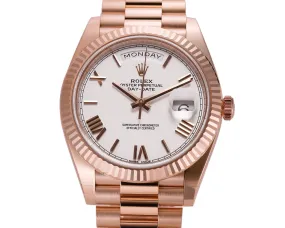 40mm 18k Everose Gold President White Roman Dial