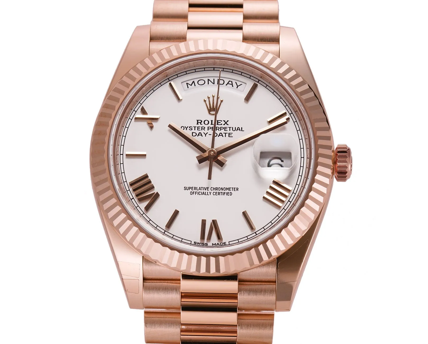 40mm 18k Everose Gold President White Roman Dial